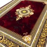 فرش طرح ژینوس 1200 شانه غیر برجسته طلاکوب کد 10877 - رنگ سرمه ای