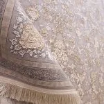 فرش طلاکوب افشان طرح سوگل 1200 شانه گل برجسته کد 201312 - رنگ نقره ای - فرشخونه