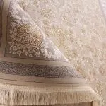 فرش طلاکوب افشان طرح سوگل 1200 شانه گل برجسته کد 201312 - رنگ موشی - فرشخونه