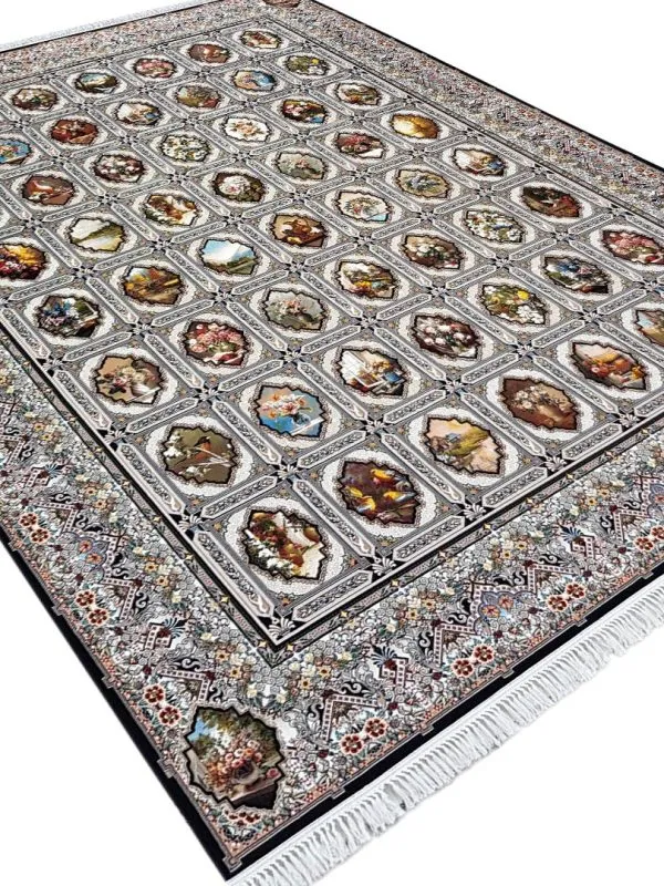 فرش خشتی طرح قاب گل 1200 شانه غیر برجسته