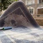 فرش وینتیج ترنج گرد طوسی 700 شانه