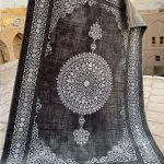 فرش وینتیج ترنج گرد ذغالی