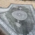 فرش وینتیج ترنج گرد ذغالی با رنگ بندی جدید