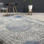 فرش کهنه نما ترنج گرد طوسی 700 شانه