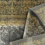 فرش کهنه نما ترنج گرد طلایی با رنگ بندی جدید