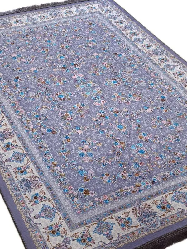 فرشینه طرح افشان باغ گل رنگ طوسی کد 1005