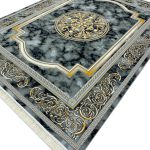فرش طرح هلن دودی 1200 شانه طلاکوب