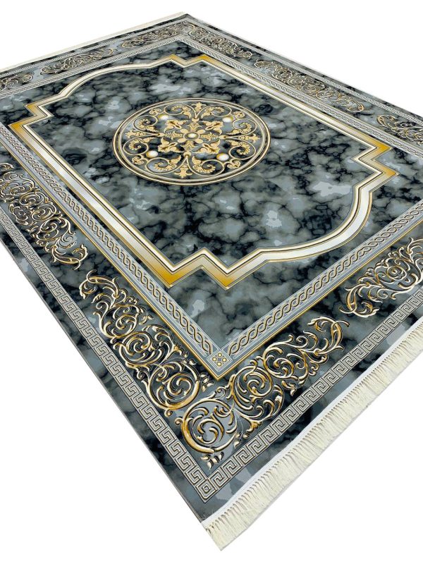 فرش طرح هلن دودی 1200 شانه طلاکوب