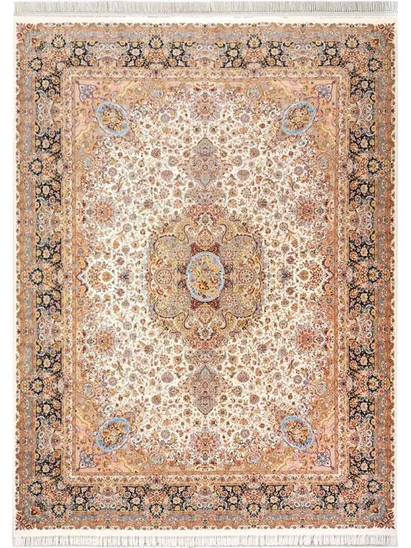 فرش تبریز طرح سالاری 1200 شانه غیر برجسته کد 20251 رنگ کرم - فرشخونه