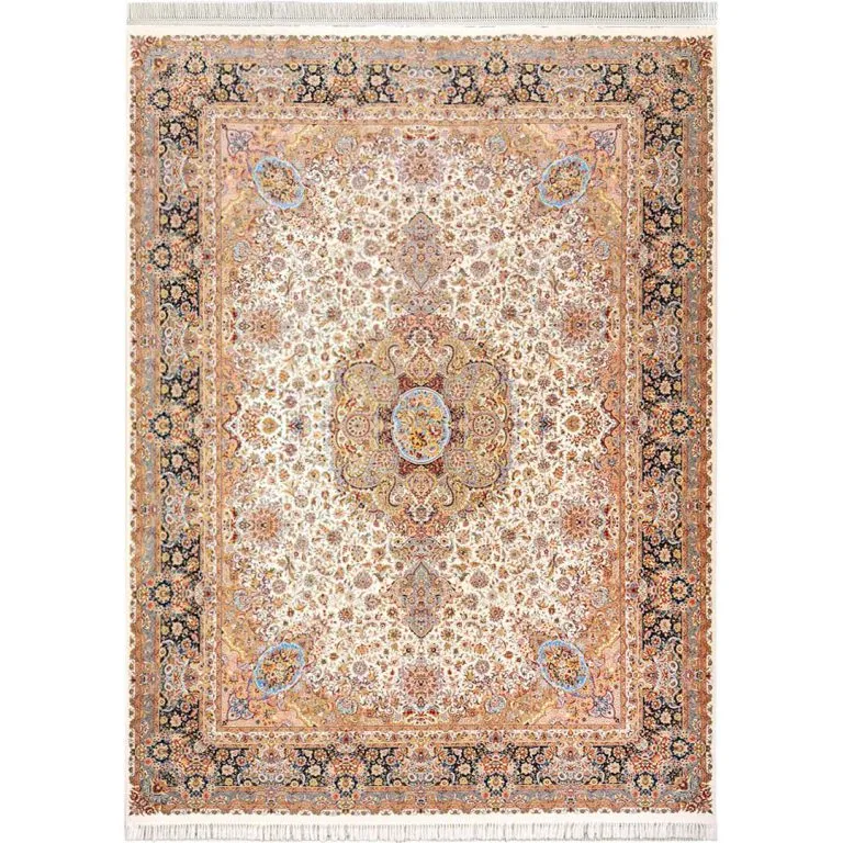 فرش تبریز طرح سالاری 1200 شانه غیر برجسته کد 20251 رنگ کرم - فرشخونه