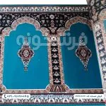 فرش سجاده ای طرح رضوان رنگ آبی 700 شانه کد 1017 - فرشخونه
