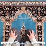 فرش سجاده ای طرح رضوان رنگ آبی 700 شانه کد 1017 - فرشخونه