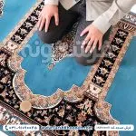 فرش سجاده ای طرح رضوان رنگ آبی 700 شانه کد 1017 - فرشخونه