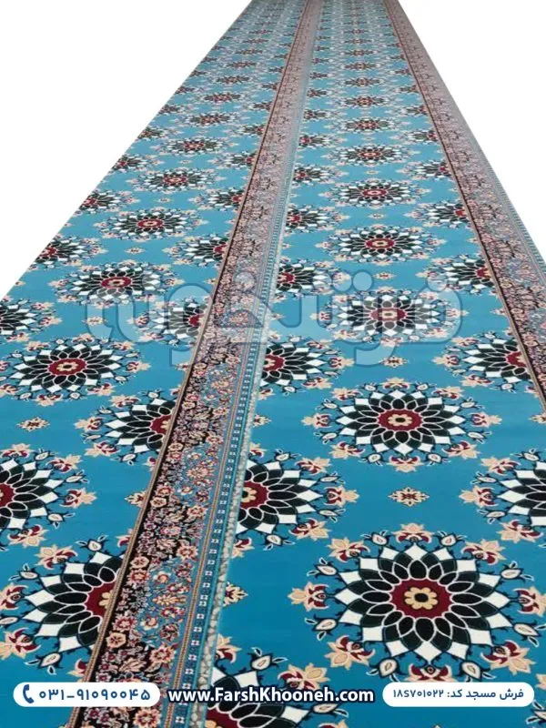 خرید فرش سجاده طرح تشریفات خورشید زمینه آبی کد 18S701022 - فرشخونه