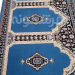 خرید فرش سجاده طرح رضوان حاشیه مشکی زمینه آبی کد 18S701027 - فرشخونه