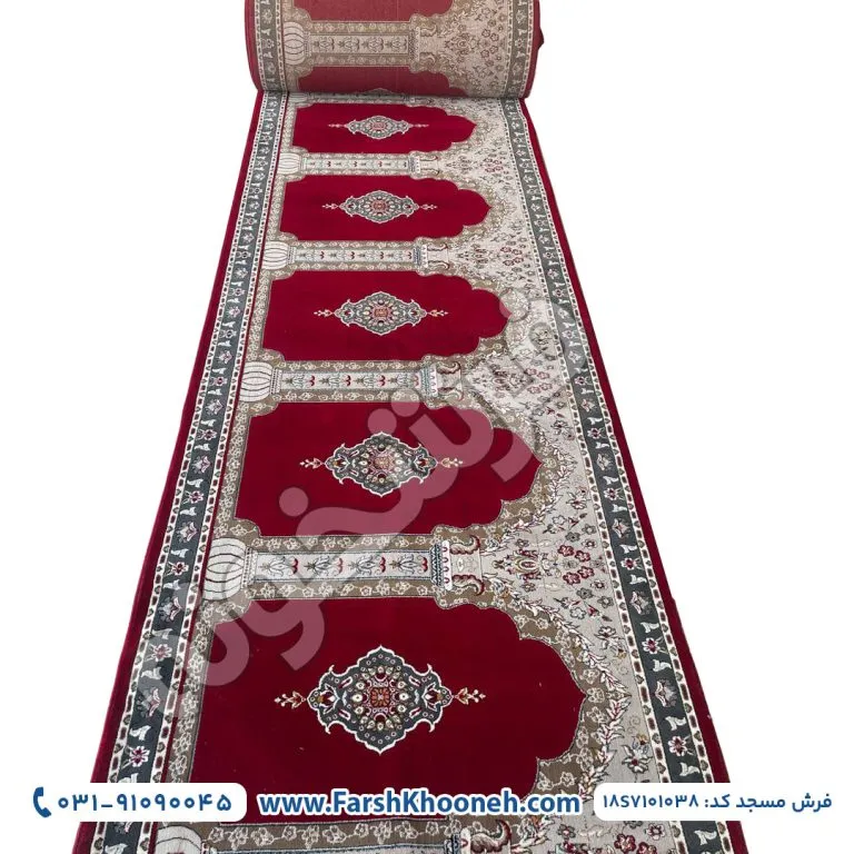 خرید فرش سجاده طرح بصیر زمینه لاکی کد 18S7101038 - فرشخونه