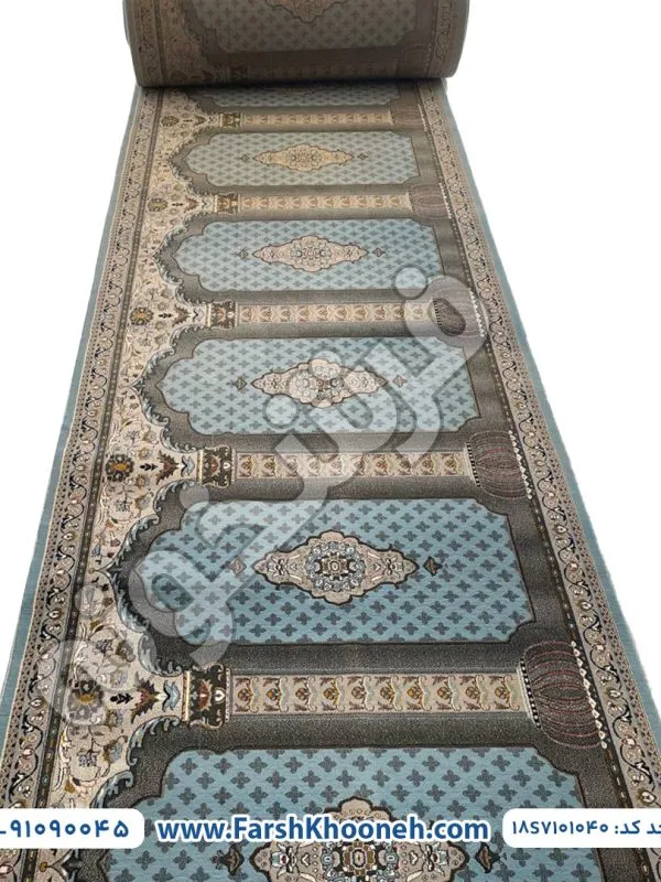 خرید فرش سجاده طرح شمیم 700 شانه زمینه آبی کد 18S7101040 - فرشخونه