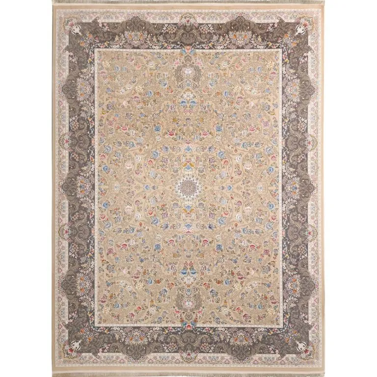 فرش افشان اسطوره رنگ بژ 1000 شانه تراکم 3000 کد F101419 - فرشخونه