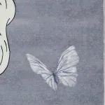 فرش کودک دخترانه طرح دختر عینکی 700 شانه زمینه طوسی کد 7101216 - فرشخونه