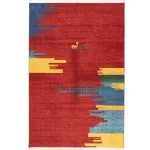 فرش گبه کف ساده قرمز آبی 700 شانه کد 7100302