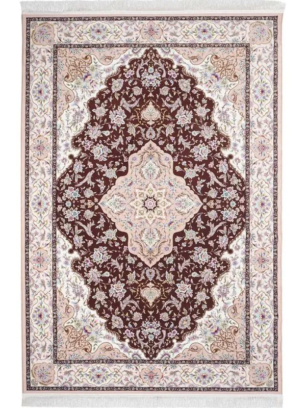 فرش کلاریس اصیل 1200 شانه رنگ قهوه ای کد 2100935
