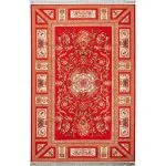 فرش فرانسوی کلاریس طرح نادیا قرمز 1200 شانه کد 300318