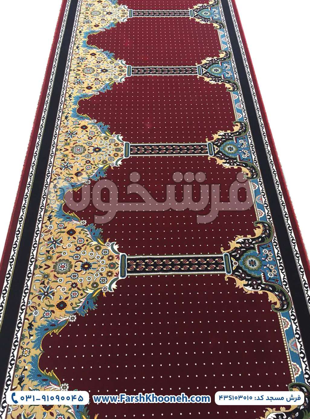 فرش سجاده ای طرح طوبی 1000 شانه زمینه لاکی کد 3010 - فرشخونه