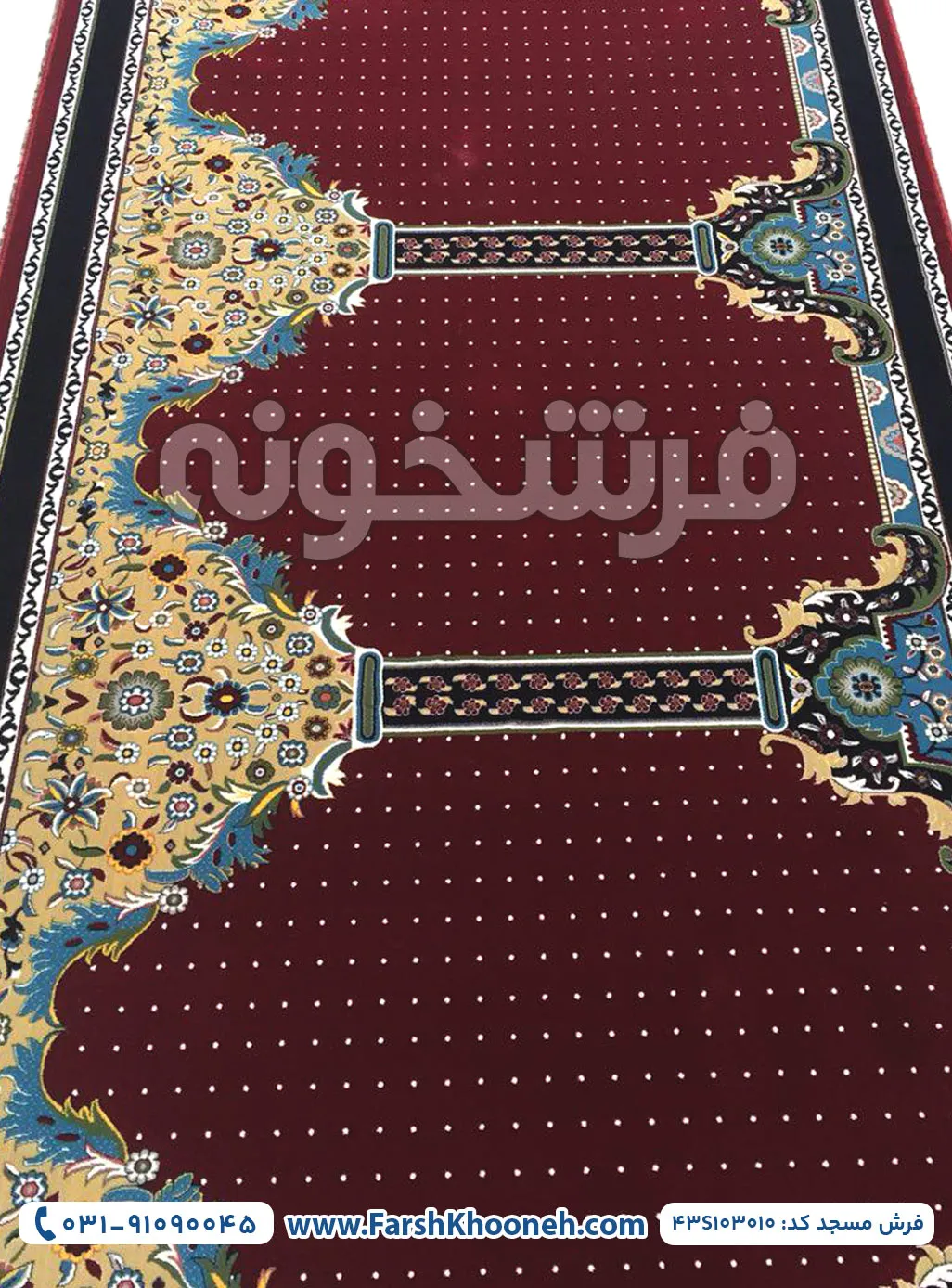فرش سجاده ای طرح طوبی 1000 شانه زمینه لاکی کد 3010