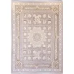 فرش طلاکوب طرح کاترین گل برجسته 1200 شانه کد 732014 رنگ نقره ای