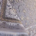فرش افشان طلاکوب طرح الهه 1200 شانه گل برجسته طوسی کد 73231 - Image 4