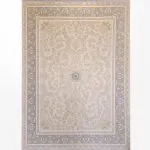 فرش افشان طرح ستین طلاکوب 1200 شانه گل برجسته کرم کد 73341