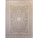 فرش افشان طرح ستین طلاکوب 1200 شانه گل برجسته نقره ای کد 73341
