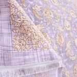 فرش طلاکوب افشان طرح میلان رنگ سربی 1200 شانه گل برجسته کد 5042 - Image 4