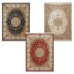 فرش اصفهان طرح شهریار غیر برجسته 1200 شانه کد 20172 - رنگ لاکی، سرمه ای و کرم فرشخونه