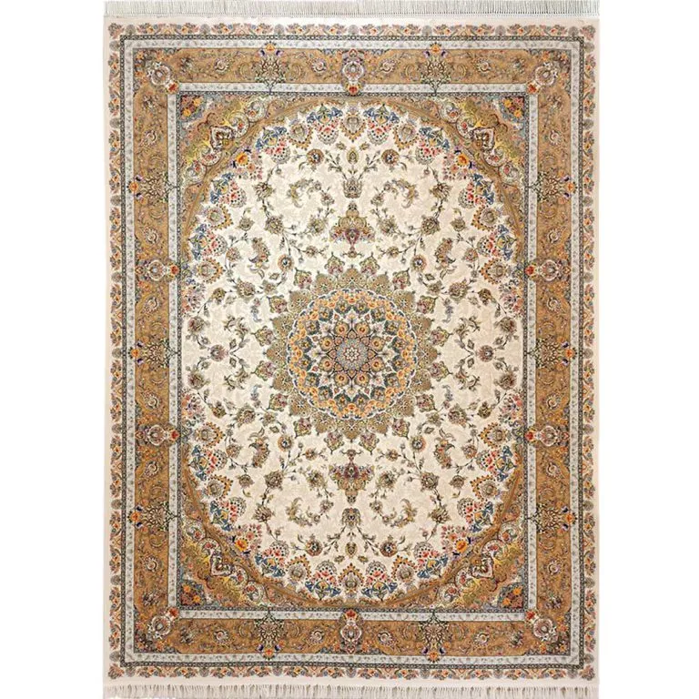 فرش اصفهان طرح شهریار غیر برجسته 1200 شانه کد 20172 - رنگ کرم - فرشخونه