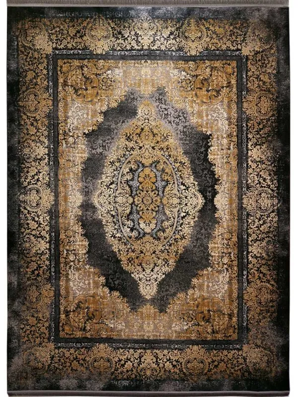 فرش فرانسوی وینتیج طلاکوب طرح جانت 1200 شانه کد 60241 - رنگ دودی - فرشخونه