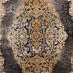 فرش فرانسوی وینتیج طلاکوب طرح جانت 1200 شانه کد 60241 - رنگ دودی - فرشخونه