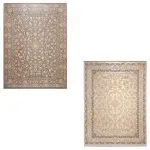 فرش طلاکوب افشان طرح رازقی 1200 شانه گل برجسته کد 60277 رنگ صدفی و نقره ای - فرشخونه