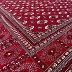 فرش ترکمن طرح قابی چشم رنگ لاکی 1200 شانه کد 2201740 - فرشخونه