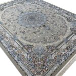 فرش طرح طاووس 1500 شانه گل برجسته تراکم 4500 کد 16F3201519 - رنگ موشی - فرشخونه
