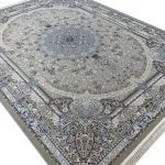 فرش طرح طاووس 1500 شانه گل برجسته تراکم 4500 کد 16F3201519 - رنگ موشی - فرشخونه