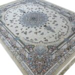 فرش طرح طاووس 1500 شانه گل برجسته تراکم 4500 کد 16F3201519 - رنگ کرم - فرشخونه