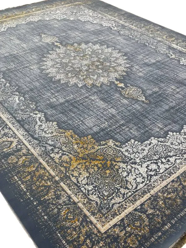 فرش وینتیج طرح یلدا 700 شانه تراکم 2550 رنگ دلفینی کد 2730 - فرشخونه