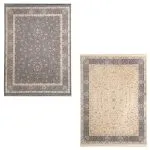 فرش افشان طلاکوب طرح سارمین 1000 شانه گل برجسته رنگ نقره ای و بژ کد 101414 - فرشخونه