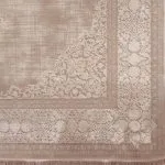 فرش طرح مانلی رنگ نسکافه ای گل سفید 700 شانه تراکم 2550 کد 771011