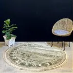 فرش گرد افشان طرح افرا رنگ نسکافه ای 700 شانه کد 771017 - فرشخونه