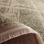 فرش وینتیج طرح امانه رنگ نسکافه ای گل سبز 700 شانه 2550 کد 771028 - فرشخونه