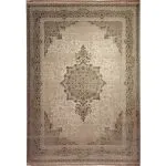 فرش وینتیج طرح هندریک رنگ نسکافه ای با گل 700 شانه 2550 کد 771055 - فرشخونه