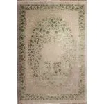 فرش وینتیج اصفهان طرح رازبان 700 شانه 2550 رنگ نسکافه ای گل سبز کد 22F771056 - فرشخونه