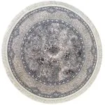 فرش دایره طرح سارن رنگ دودی برجسته 1200 شانه کد 27F2101205 - فرشخونه